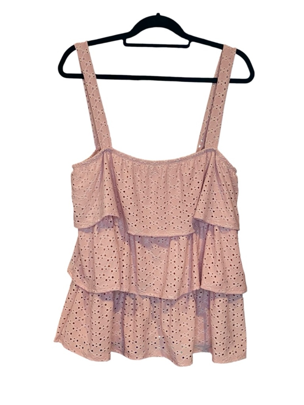 Haptics Boutique Ruffle Layered Sleeveless Eyelet Top Womens Plus Size 3X NWOT